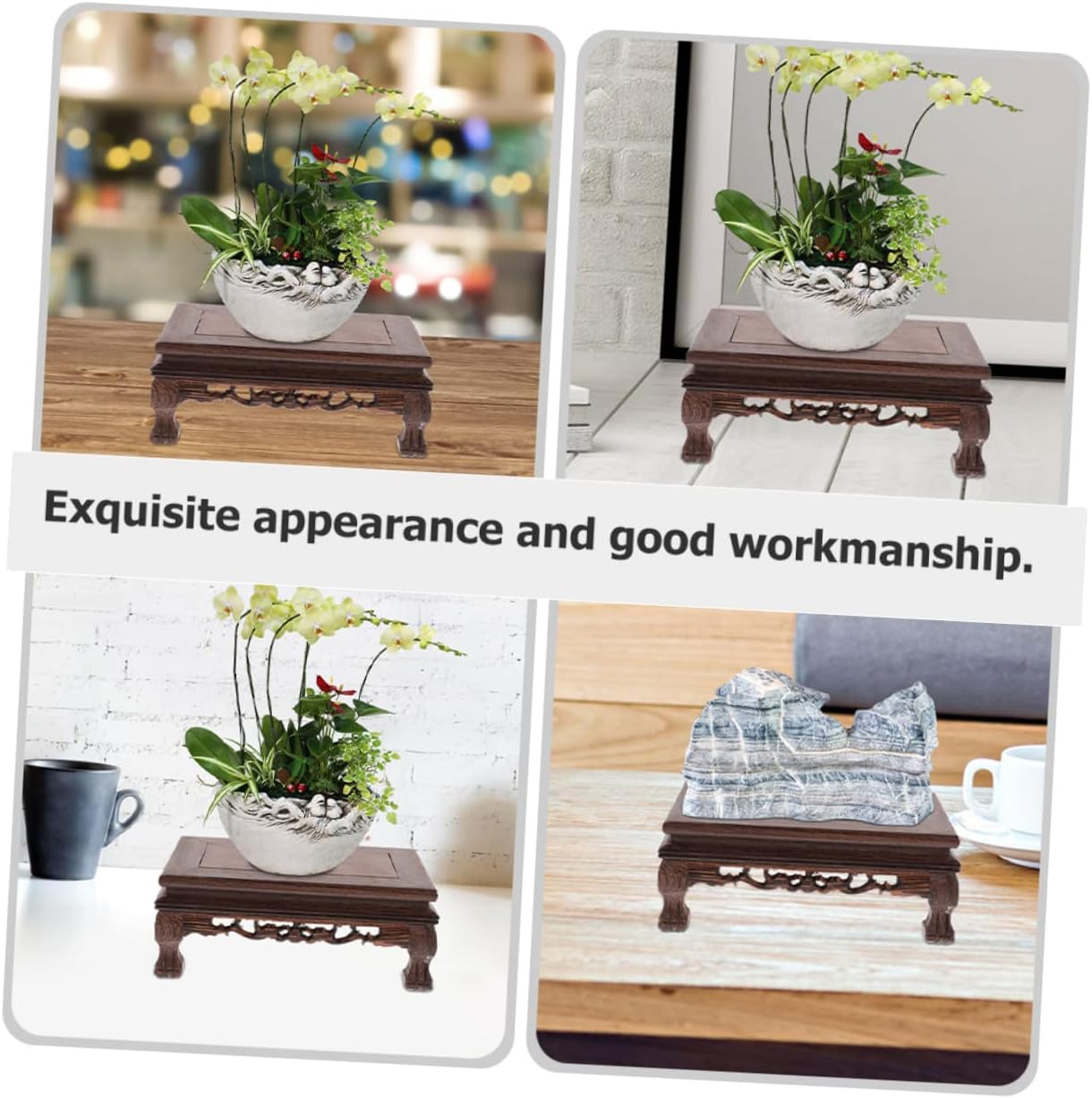 Multi-use Wooden Pedestal Stand for Plants Statues Crafts Sturdy Smooth Edges Rustic Style for Home Decor and Gardening Medium Long Base