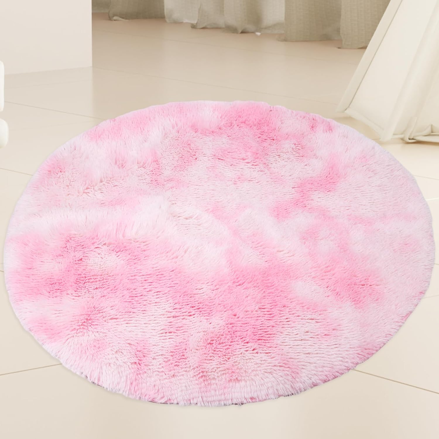 TSLBW Round Area Rug 100cm Indoor Shaggy Circular Rug Non Slip Furry