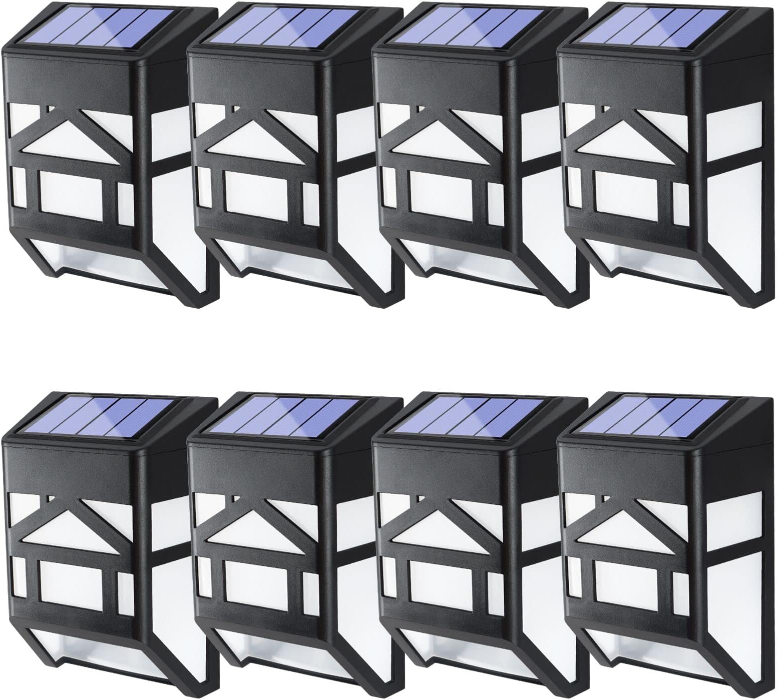 Solar Wall Lights,LED Solar Fence Light Waterproof Deck Lamp Outdoor Decor Landscape Light for Garden Courtyard Walkway, House Design, White Light (8 pcs) …