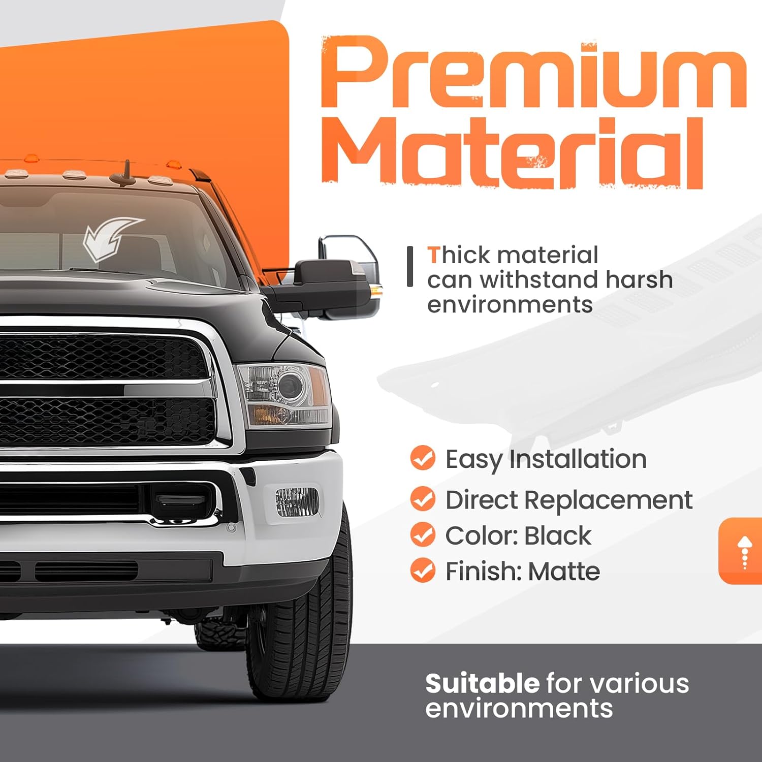 Windshield Wiper Cowl Panel Grille Compatible with 2009-2018 Dodge Ram 1500 2500 3500 & 2019-2024 Ram 1500 Classic Replacement for 55112305AB 55112305AC 55112305AD Air Inlet Window Cover