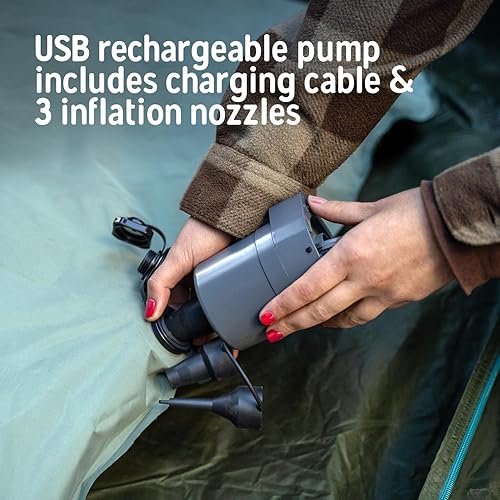 Miniatura 6 de Kelty Kush - Cama de aire Queen con bomba a batería, colchón de aire Queen sin PVC, almohadilla cómoda y de felpa de 6 pulgadas, bolsa de transporte