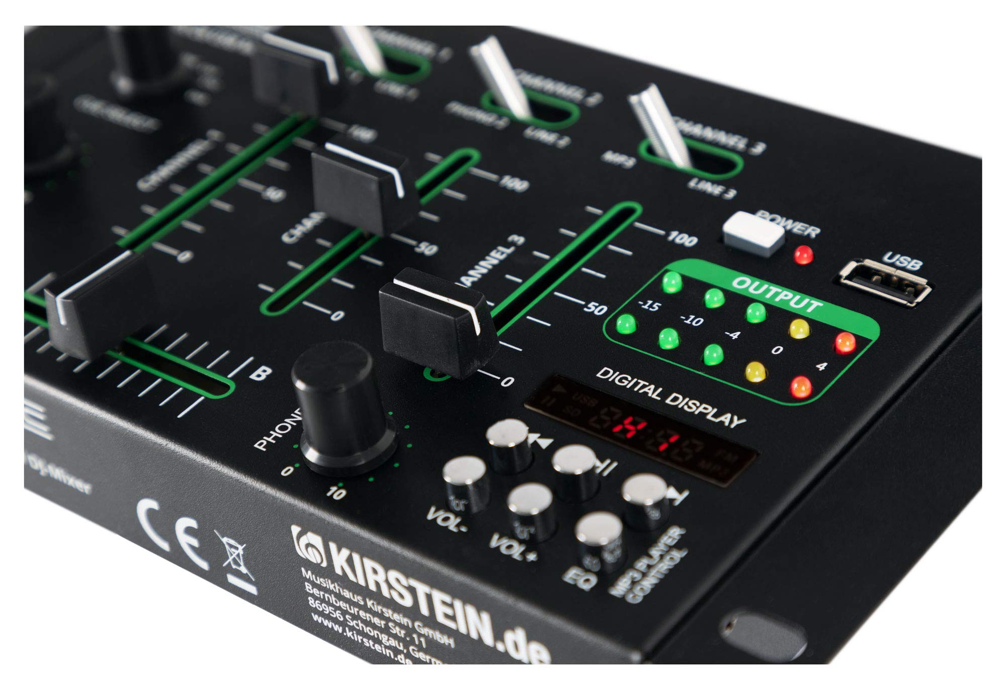 Pronomic DX-26 USB MKII DJ-Mixer, Mezclador DJ de 3 canales, Función Cue | Faders Ultraglide súper suaves de 45mm, Diseño de ruido extremadamente bajo, Construcción robusta, Salida de auriculares de 6