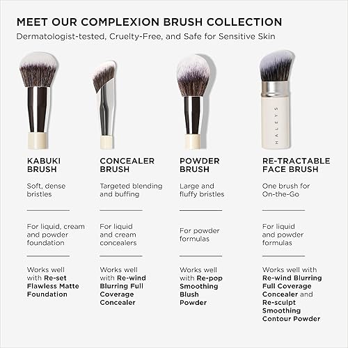 Miniatura 6 de HALEYS Brocha para polvo VEGAN+SIN CRUELDAD, suave, sin marcas, mezcla perfecta, pulido, difumina, alisa, control, precisión, herramientas