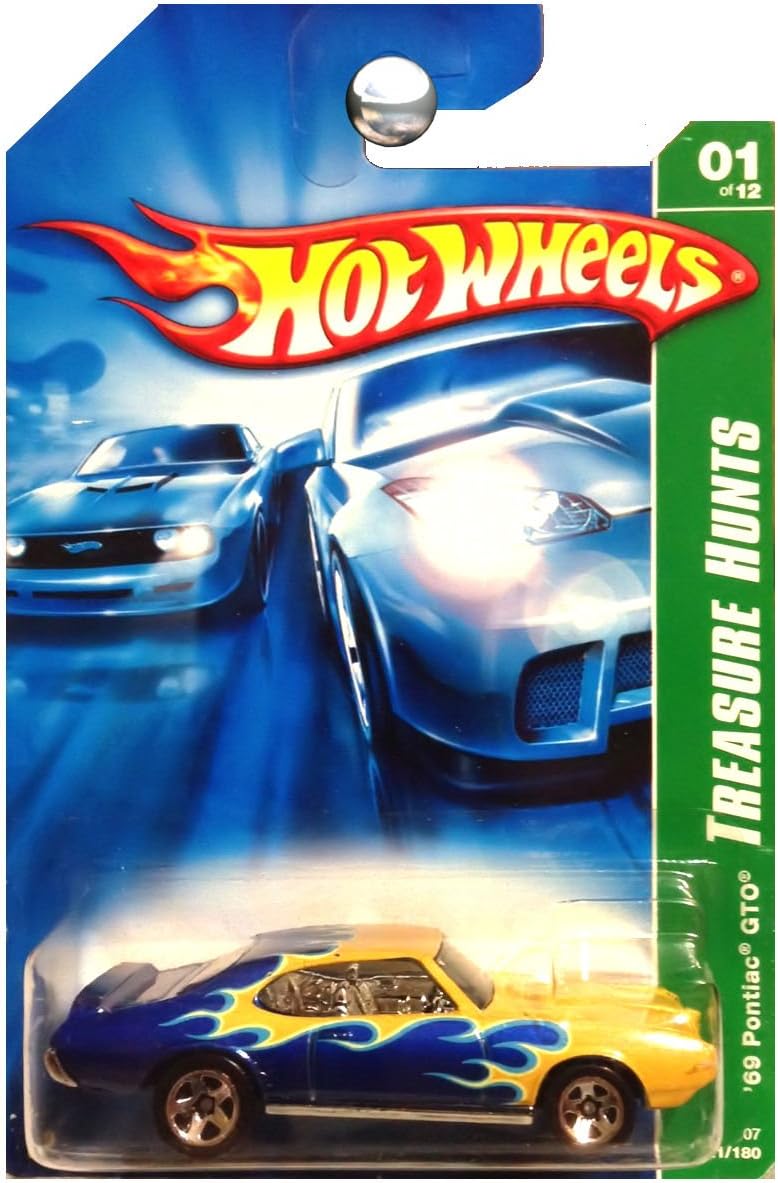 Hot Wheels 2007 Treasure Hunt 1969 Pontiac GTO Blue Green with Flames