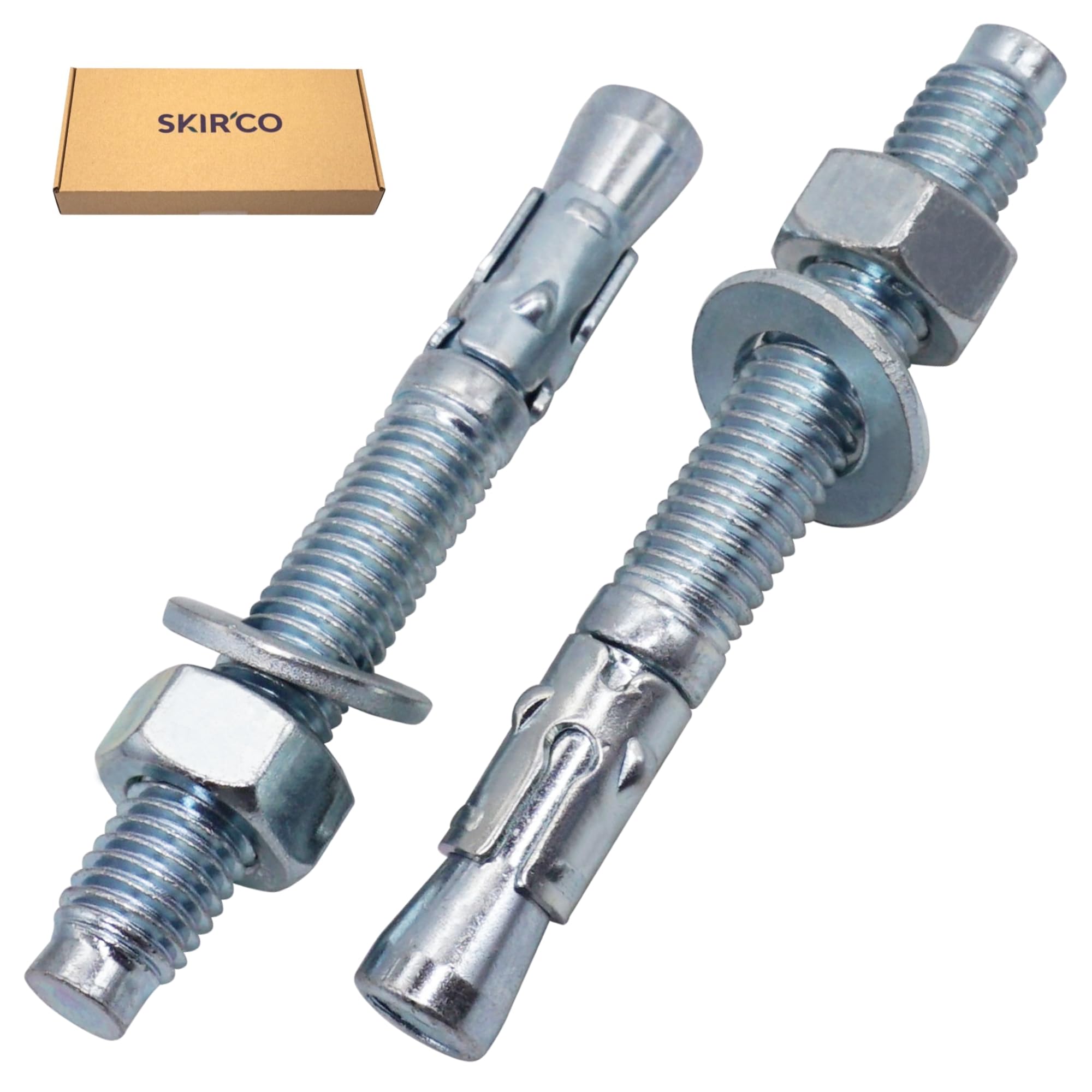 SKIR'CO (10 pcs) Zinc Plated Wedge Anchors M12 x 100 mm, Metal Dowels, Anchor Bolt, Masonry Anchors, Concrete Anchor - Image 2
