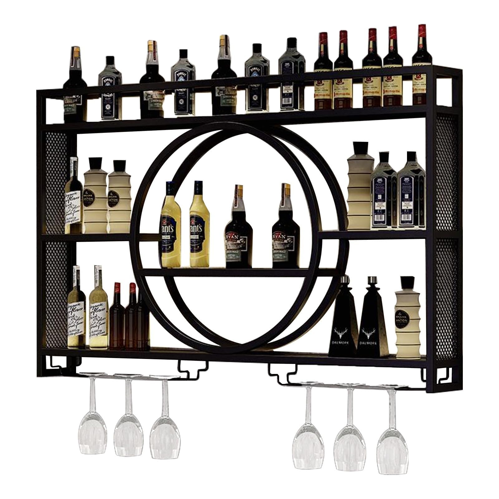 Casier à vin mural suspendu en métal rond blanc pour sublimer la décoration de votre salon