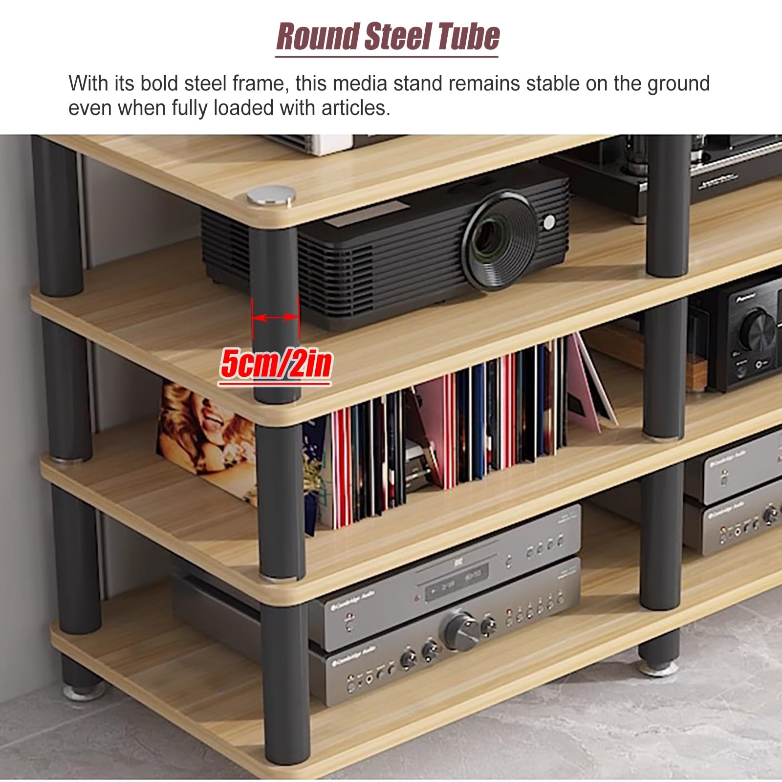 Scaffale stereo resistente – Armadio multiuso HiFi per componenti del soggiorno, ideale per apparecchiature audio e casa