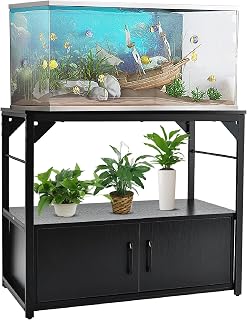 BAVNNRO 40 Gallon Aquarium Stand with Storage Cabinet - Heavy Duty Metal Frame, 660lbs Capacity, 36.6x18.9 Inch Black