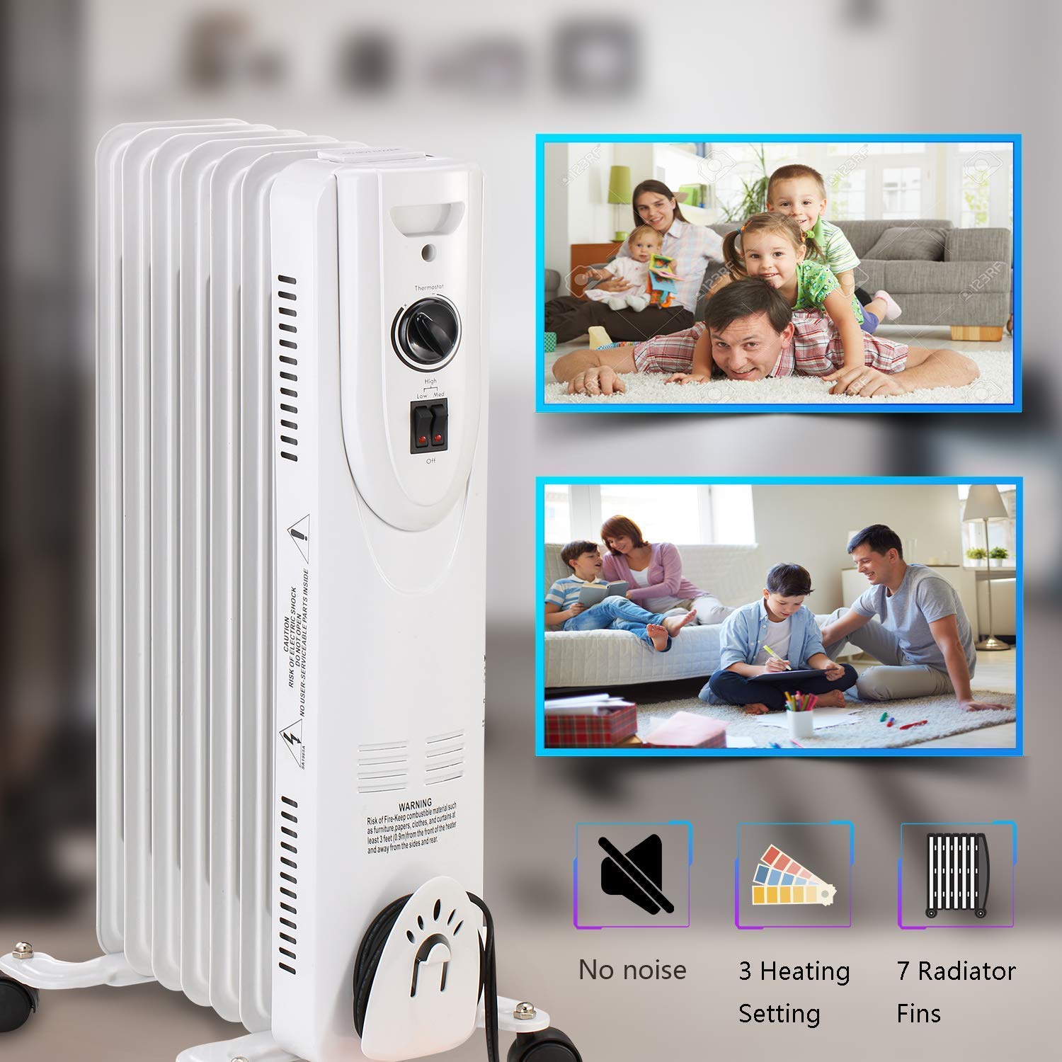 Amazon.com: Ainfox Electric Space Heater, 1500W Portable Oil Heater with  Digital Thermostat, Oil Filled Radiator with TIP-OVER Overheat Protection,  Timer and Safe for Indoor Use : לבית ולמטבח