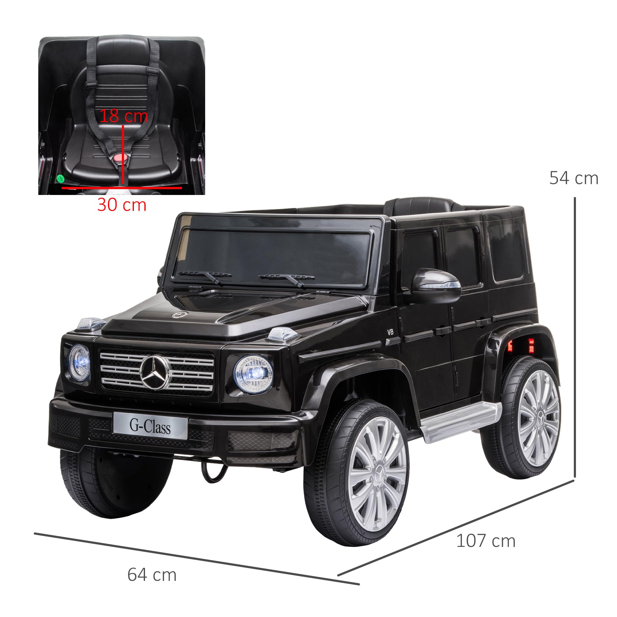 HOMCOM Voiture Électrique Enfant Véhicule Mercedes Benz 12 V, 5 Km/h, Noir