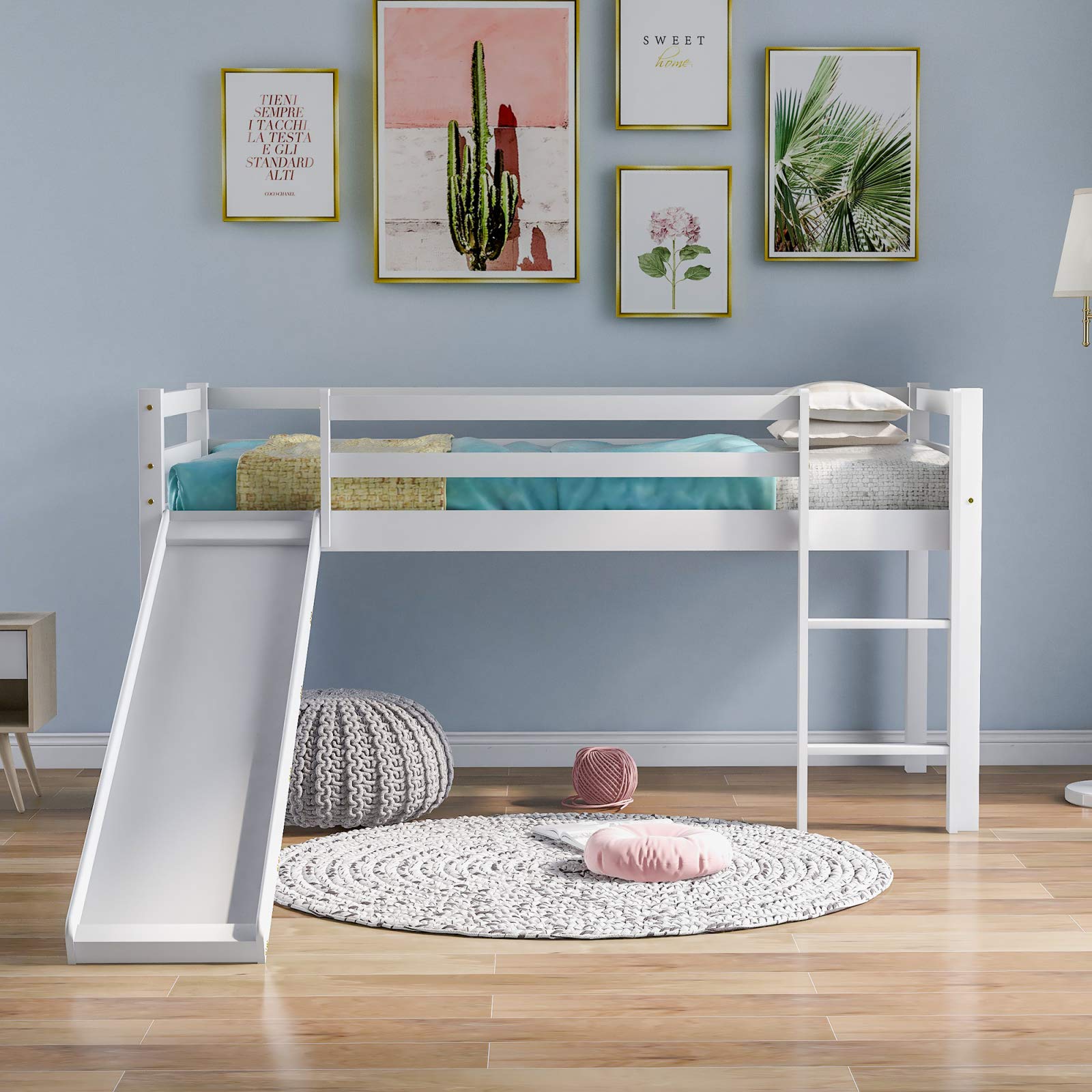 Buy Childrens Bed Frame 3FT Kids Cabin Bed Frame with Adjustable Ladder