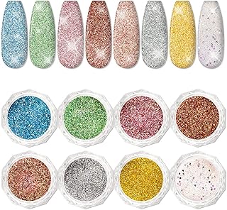 Biutee Nail Diamond Powder 8 Colors 5g Crystal Diamond Glitter Powder Nail Art Glitter Powder Crystal Diamond Glitter Powder Crystal Diamond High Light Shine