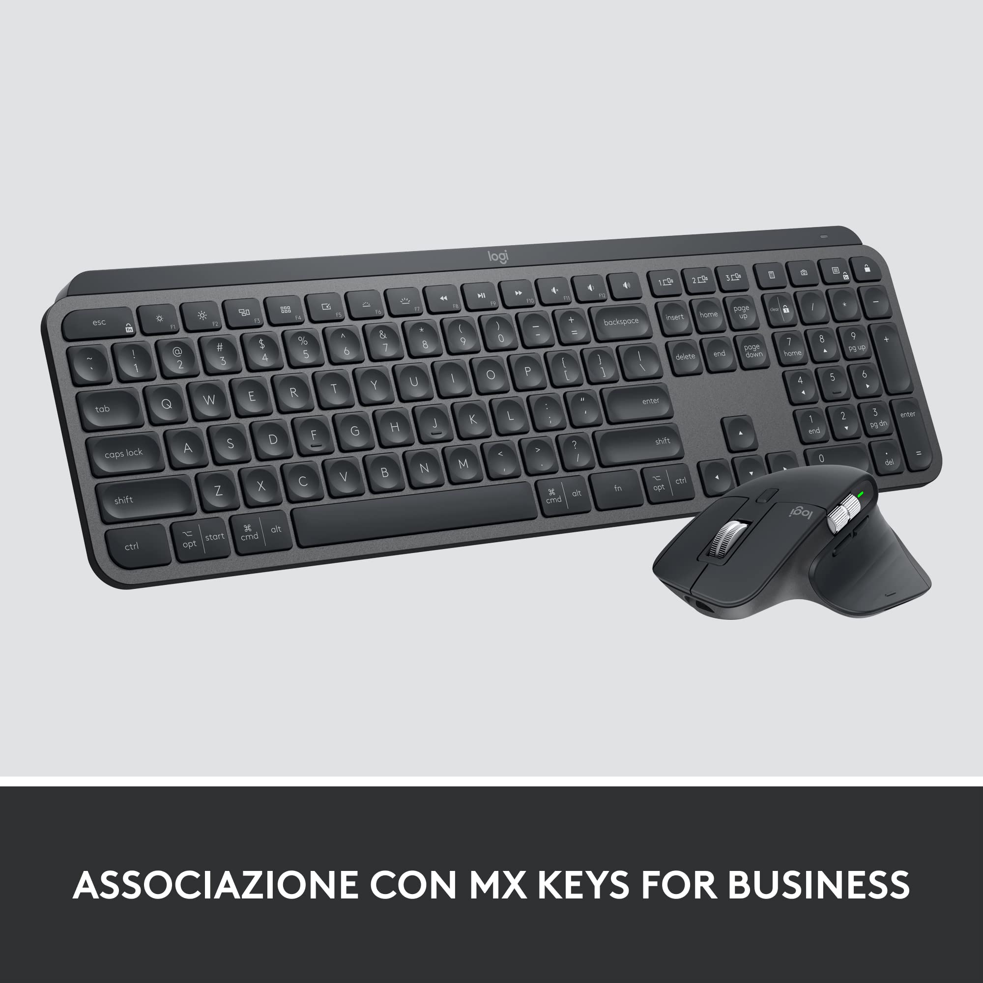 Logitech MX Master 3S for Business, Mouse Wireless con Clic Silenzioso, 8K DPI, Ricevitore USB Logi Bolt Protetto, Bluetooth, USB-C, MagSpeed, Windows/Mac/Chrome/Linux - Grigio
