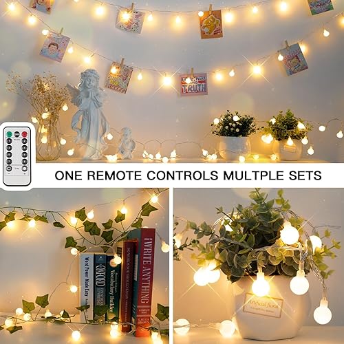 Vista 3 de suddus Globe String Lights Bedroom, 50 Led Fairy Lights Plug in, Indoor String Lights for Classroom, Christmas, Backyard, Patio, Garden, Party