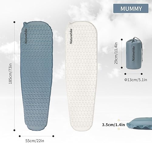 Miniatura 2 de Naturehike Colchoneta de dormir ultraligera autoinflable para camping, 1.4 pulgadas, ligera, rectangular, para mamá, para camping, mochilero,