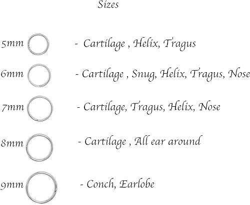 Miniatura 2 de 6mm 20 GA Sterling Silver Small Cartilage Piercing Round Ring Huggie Hug Open Hoop Earrings Set of 2 Pairs (6mm 20 gauge 2 pairs, Sterling Silver