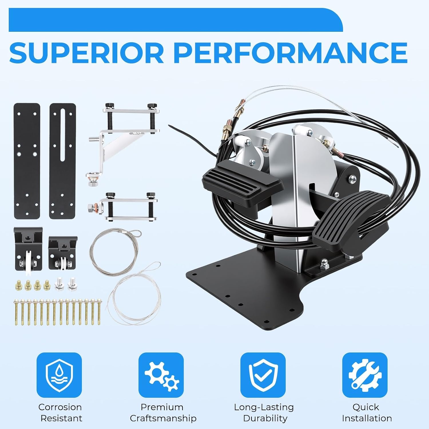 Dual Control Pedal Passenger Side Brake Gas Combo RHD Compatible with Driving School Student Postal Vehicle Instructor Training Replacement Part ACAR-B7D