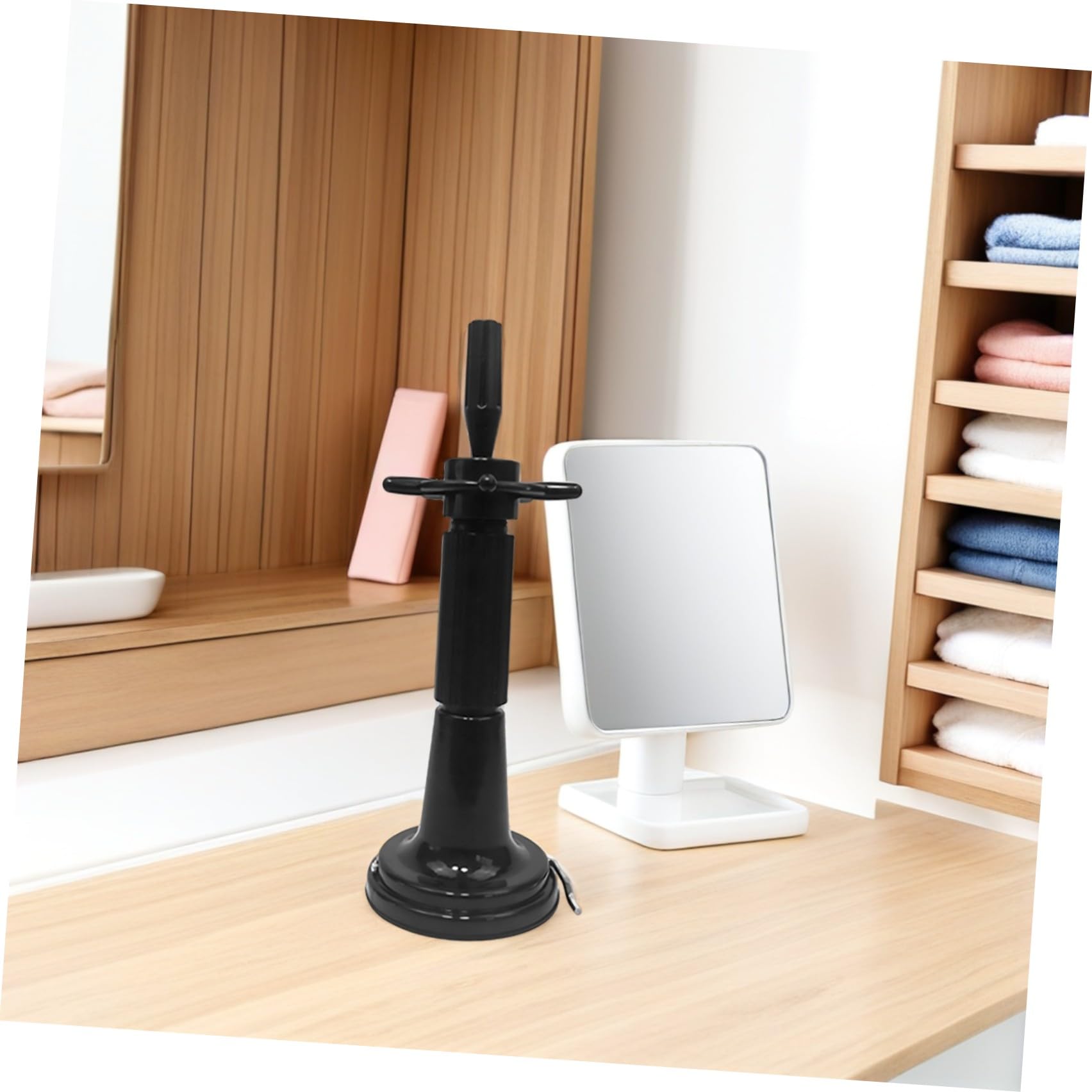 MAGICLULU Supporto per Testina Manichino in Plastica Nero con Ventosa, Design Flessibile per Cosmetologico e Saloni di Bellezza
