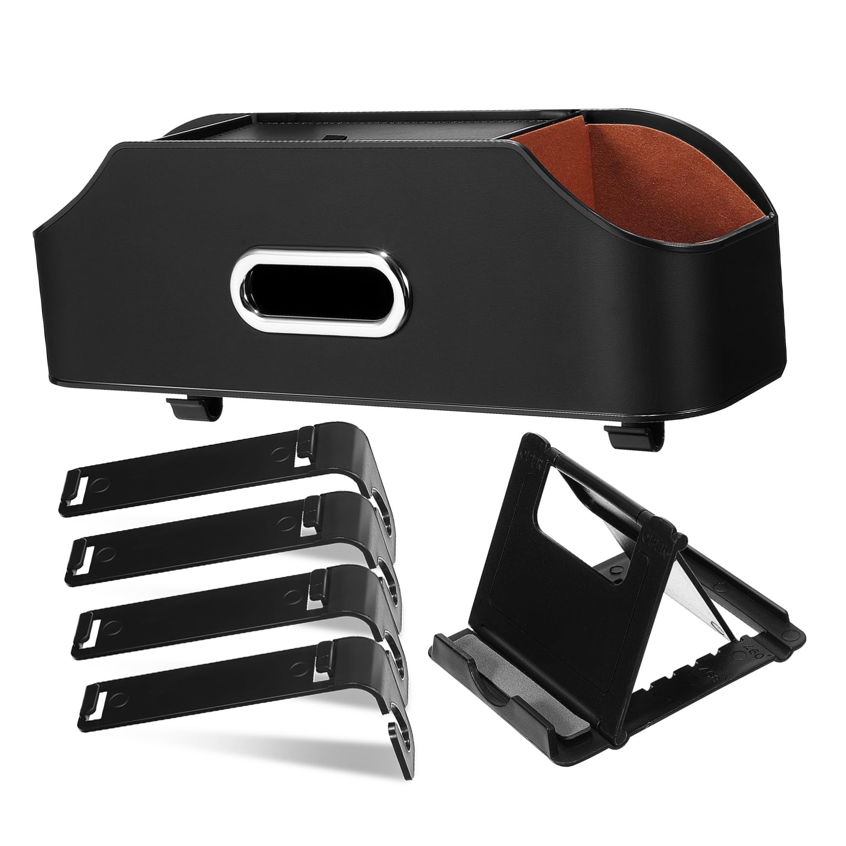 Cabilock Organizador para Asiento Trasero de Coche Caja de Almacenamiento de Artificial Portavasos Instalación Compartimentos Multiples Duradero Accesorios para Automóvil