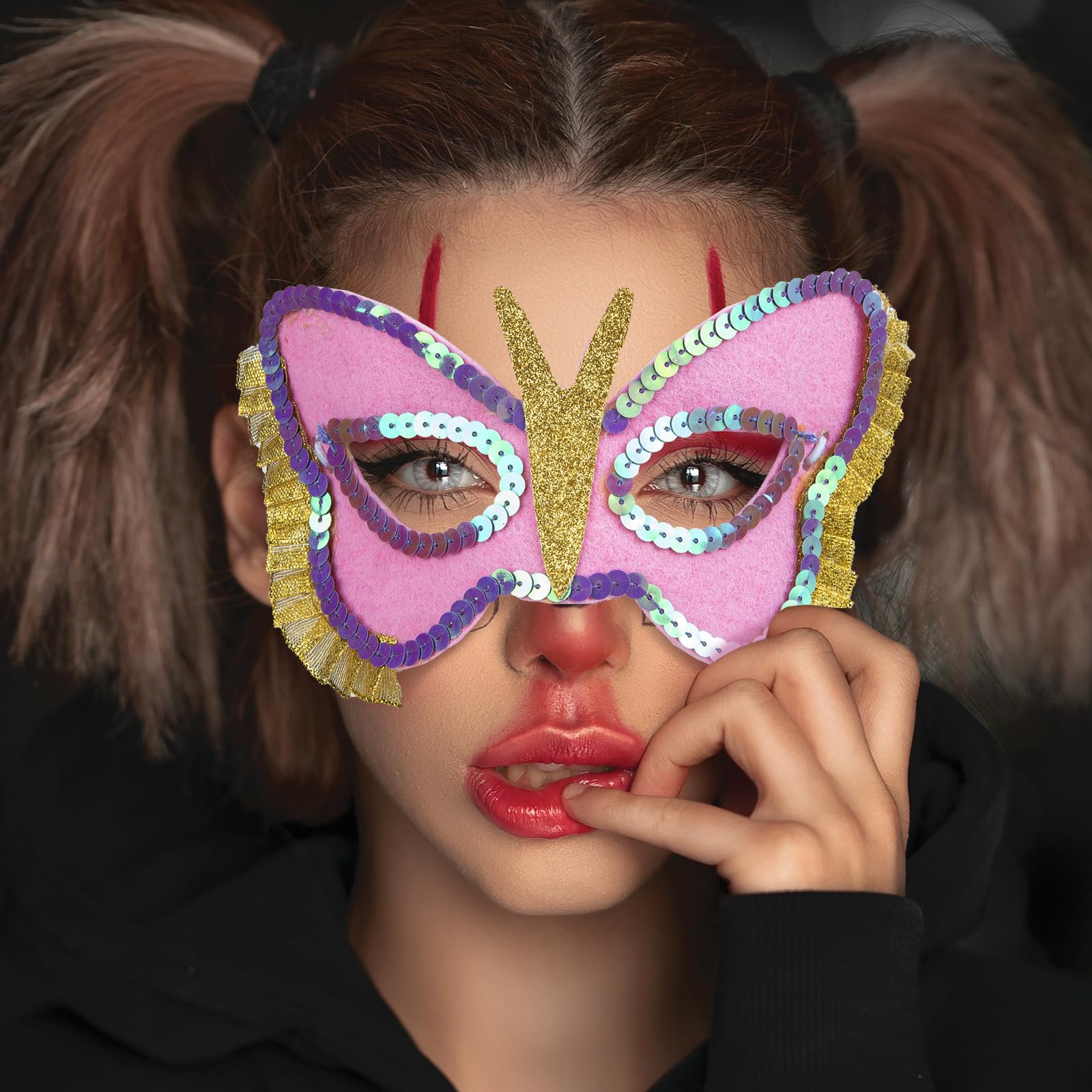 SEWACC 16 Pièces Masque pour Femmes en Tissu Non Tissé, Ajustable Manuellement, Taille Unique, pour Bal Masqué, Halloween et Fêtes D'anniversaire
