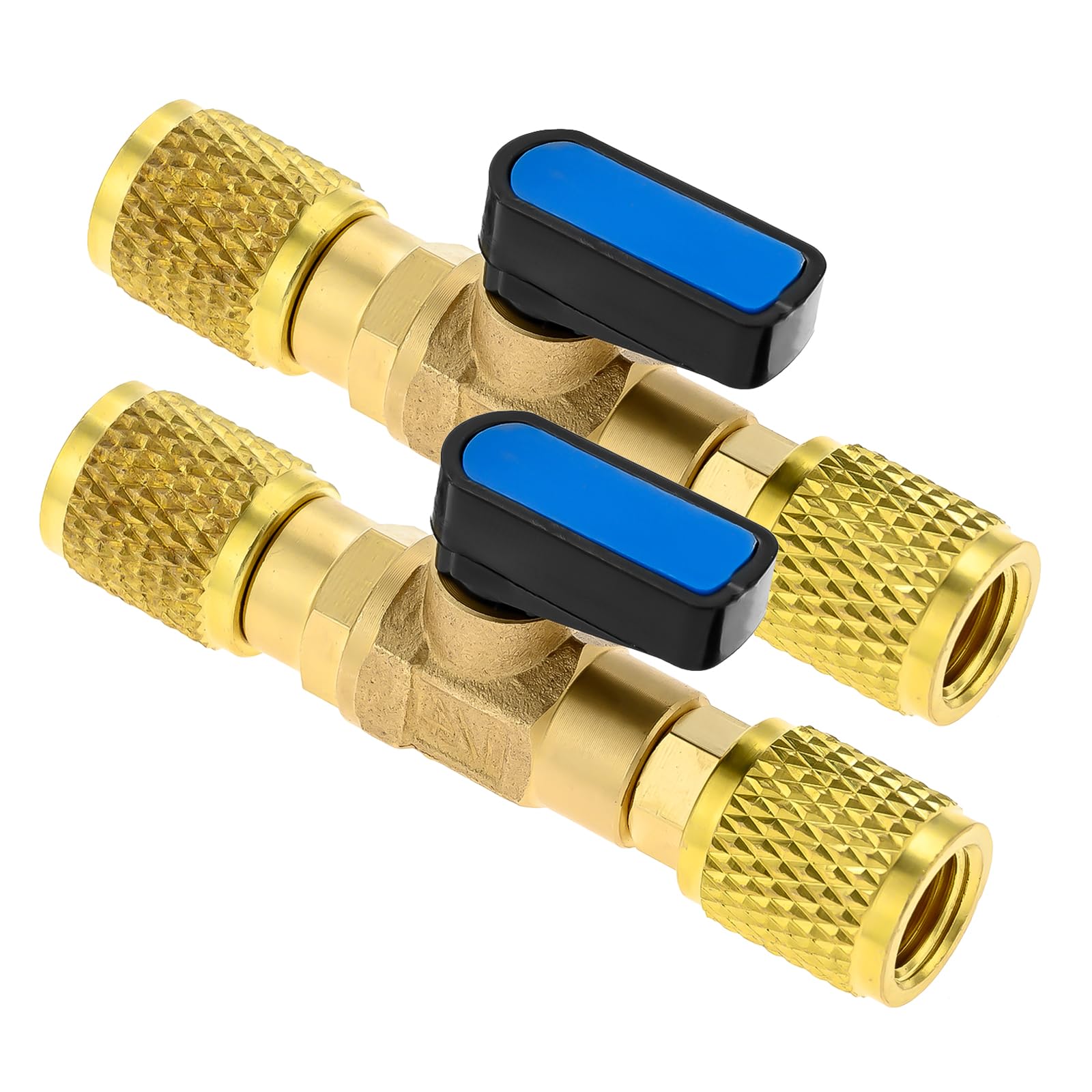 Mtsooning 2PCS Air Conditioner Ball Valve Adapter,1/4 SAE Female Thread Adapter Shut-off Flow Control, Brass Refrigeration Ball Valve Connector for Household HVAC Pressure Retention,Low Loss Fitting