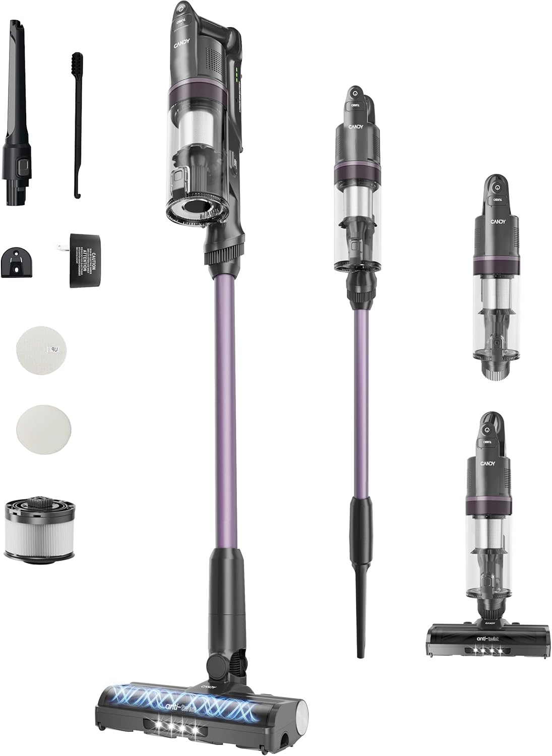 Candy Cordless Vacuum Cleaner,45Mins Vacuum Cleaners for Home,Stick Strong Suction Vacuum,Self-Standing,Removeable Battery,Anti-tangle,One Click Clean,Handheld for Pet Hair,Hardwood Floors,Carpets,Car