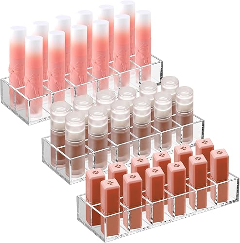 Kigley Organizador de lápiz labial transparente, soporte acrílico para brillo de labios, estuche de exhibición de lápiz labial para mujeres, muestra