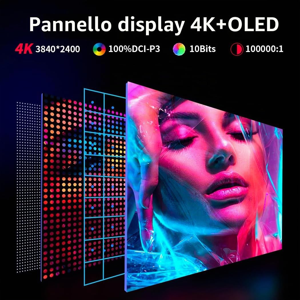 OLED Portable Monitor- 4K Portable Laptop Display 16 Portable Gaming Monitor 100% DCI-P3 OLED Monitor with HDMI/USB-C External screen for laptop Phone/Switch/XBOX