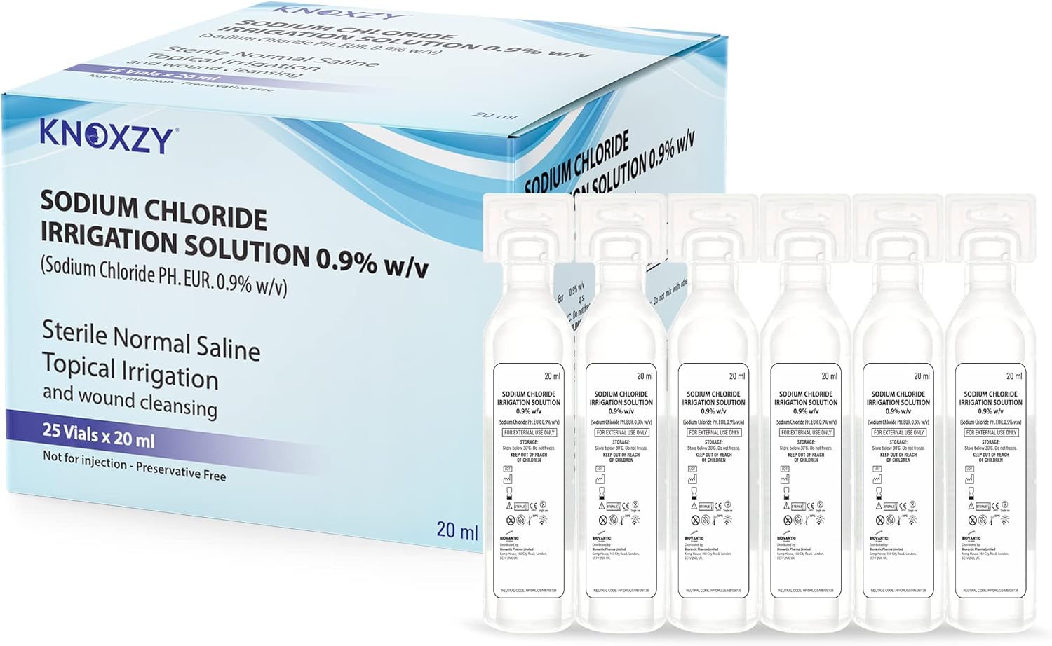 KNOXZY Sterile Saline Pods Eye Wash Wound Cleansing Topical