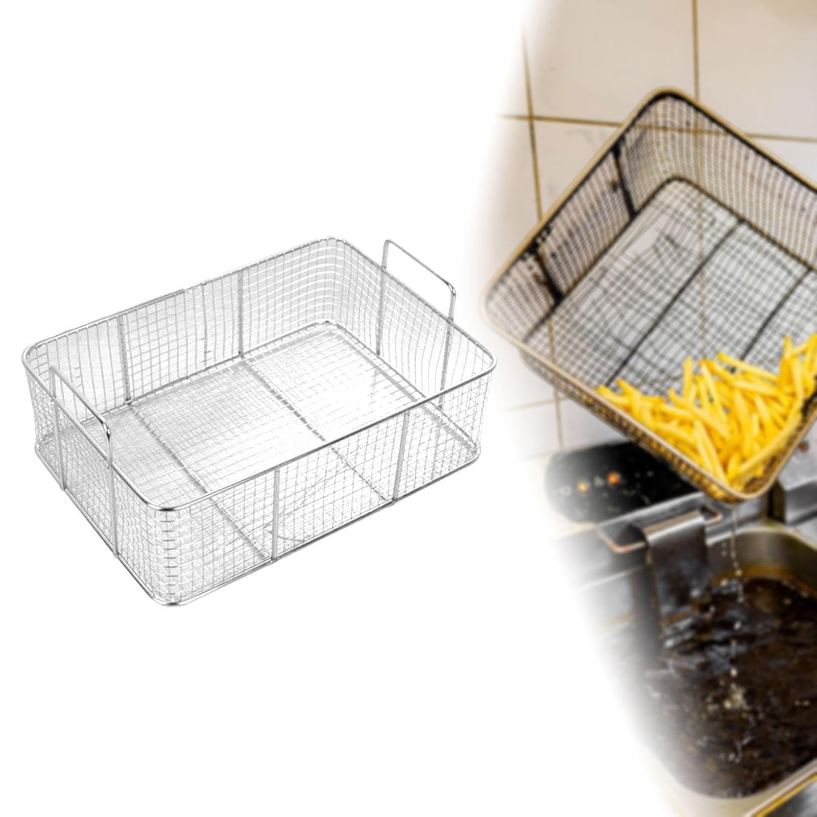 Cesta Coladora de Acero Inoxidable para Freír, Utensilio de Cocina con para Aceite Y Agua Caliente, Apta para Uso Comercial Y Doméstico.
