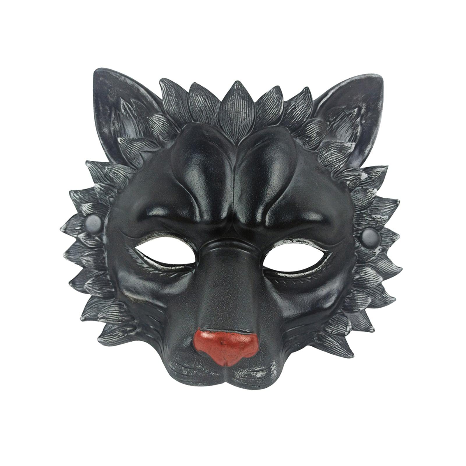 Lion Mask Half Face PU Foam Novelty for Halloween Adult Carnival Party Dark Gray-image-46