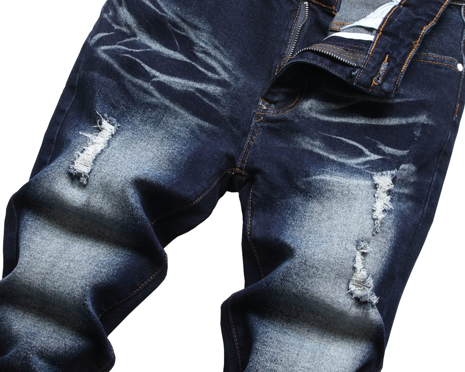 AOWKULAE Pantaloni skinny fit strappato distrutto distressed stretch slim jeans da ragazzo | Destroyed,Distressed,Moda,Pantaloni di denim,streetwear