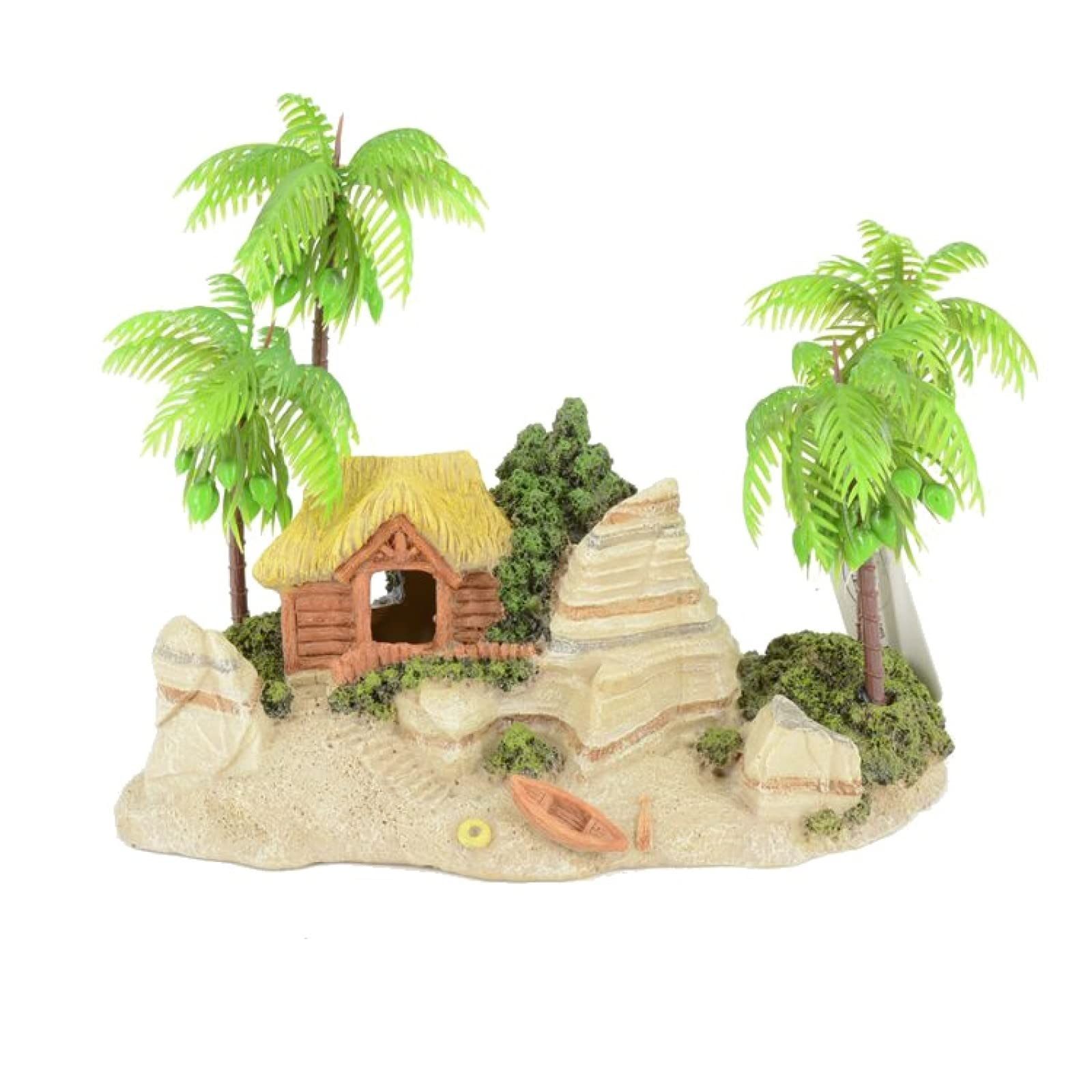 Decoración Del Acuario Adornos Acuario Decoracion Pecera 24 * 13 Cm Estilo Acuático Playa Creativo Pecera Decoración De Paisajismo Árbol De Coco Casa Barco Playa Rocalla Decoración Árbol Grande