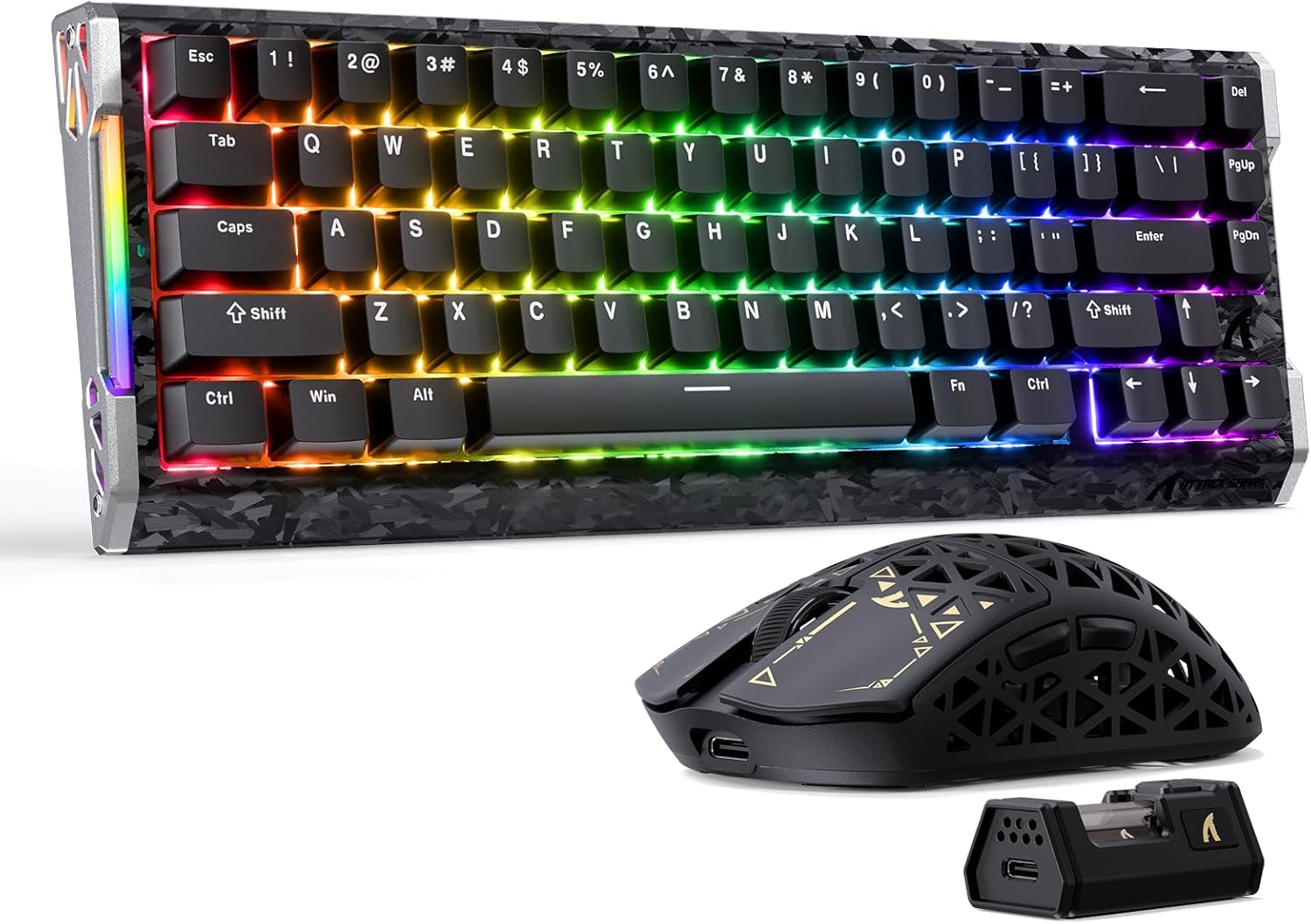 ATTACK SHARK R68HE&R5 Ultra 8K Gaming Keyboard and Mouse Combo,Hall Effect Magnetic Wired Keyboard,39g Ultralight Carbon Diber Wireless Gaming Mouse 42K DPI,RGB Light,Web Diver for Win/Mac,Black