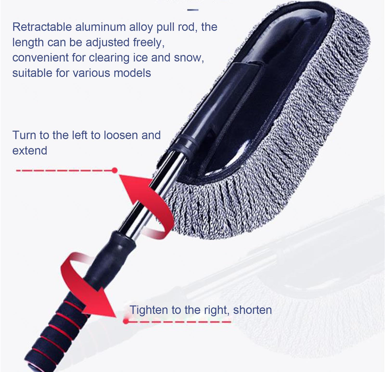 VIDECOR Plumeau Extérieur de Voiture en Microfibre Douce, Plumeau Polyvalent sans Rayures avec Poignée Extensible pour Voiture, Camion, SUV, Camping-Car et Moto,A