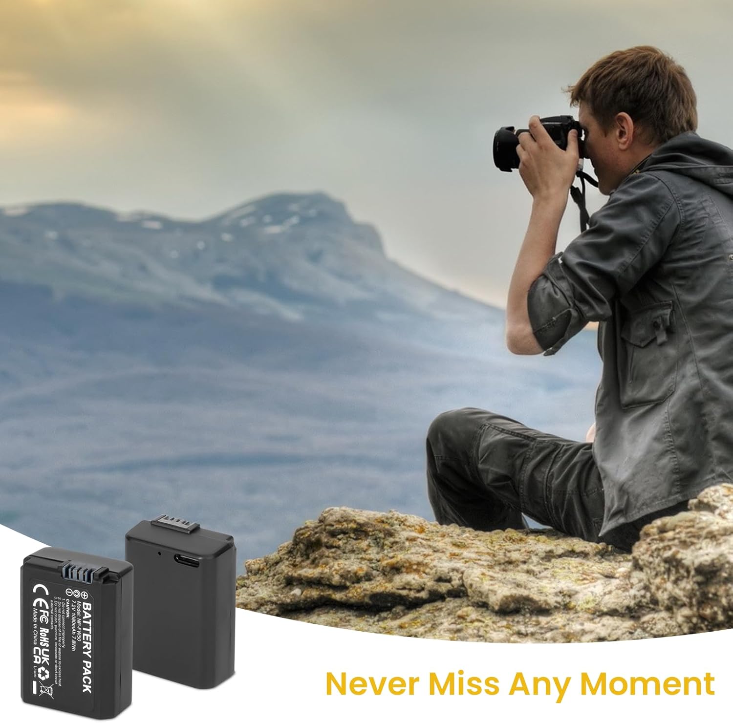 BESTON 2-Pack NP-FW50 Batteries Compatible with Sony ZV-E10, Alpha a7 a7ii,a7s a7sii,a7r a7rii,a6500 a6400 a6300 a6000 a5100 a5000 a3000 a55 Cameras