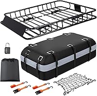 KAHLHAK Heavy Duty 64x36 Roof Rack Cargo Basket with 20 Cu Ft Waterproof Bag, 250lbs Capacity for SUV Truck Van