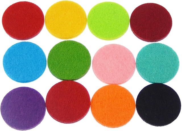 Pack of (x60) Round 30mm Replacement Refill Pads Mixed Colors Aromatherapy Essential Oil Diffuser Locket Necklace Felt Pads Thickened Highly Absorbent Craft Making Accessories