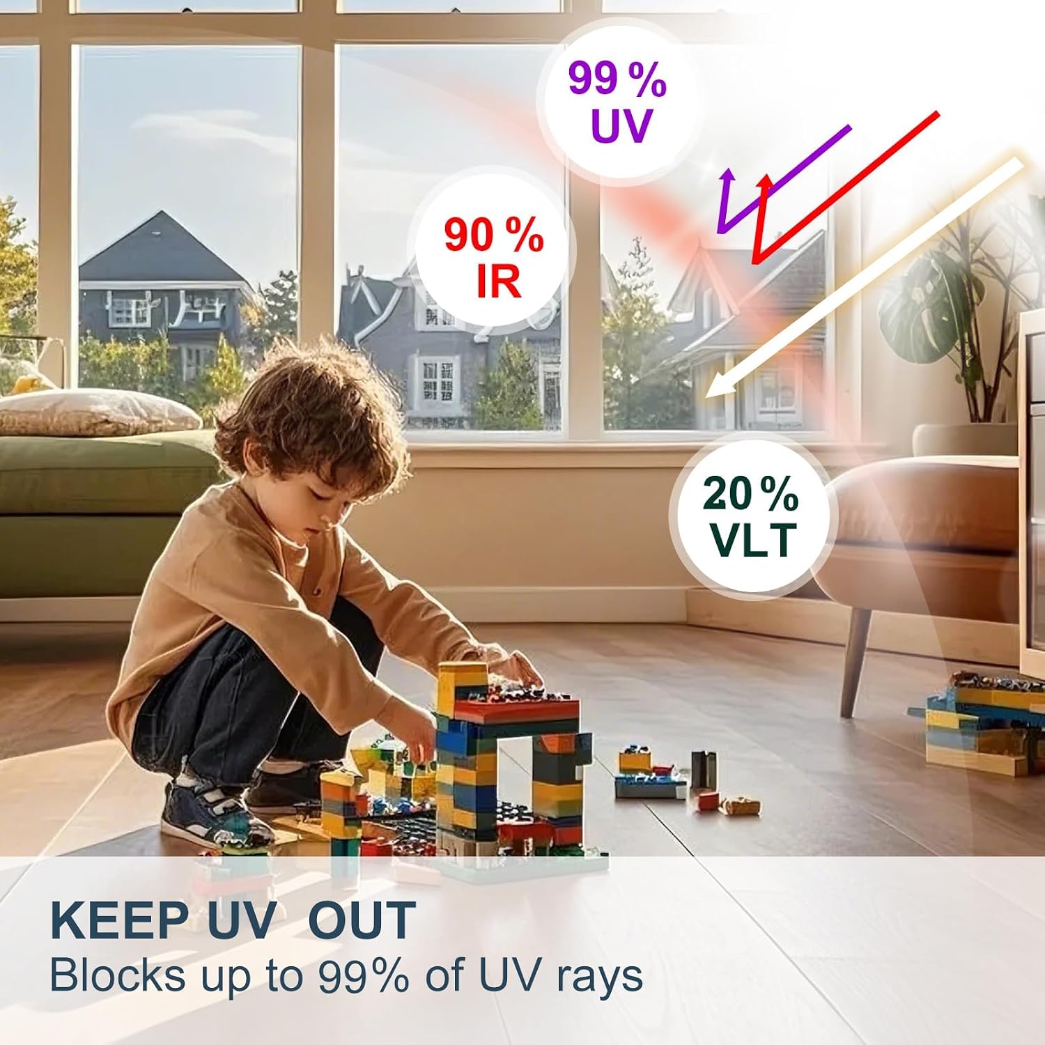 Ceramic Window Tinting Film - Superior Heat Rejection, Blocks 99% Harmful UV Rays, Enhances Privacy, Reduces Glare, Long-Lasting for Residential & Commercial Use (Ice Gray 29.3 Inch X 16.4 Feet)