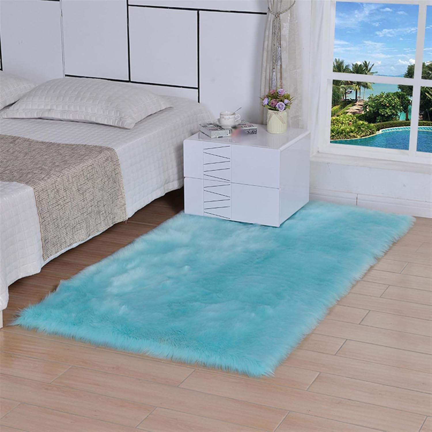 Tapis en fausse fourrure grand confort isolation douce pour sol de chambre