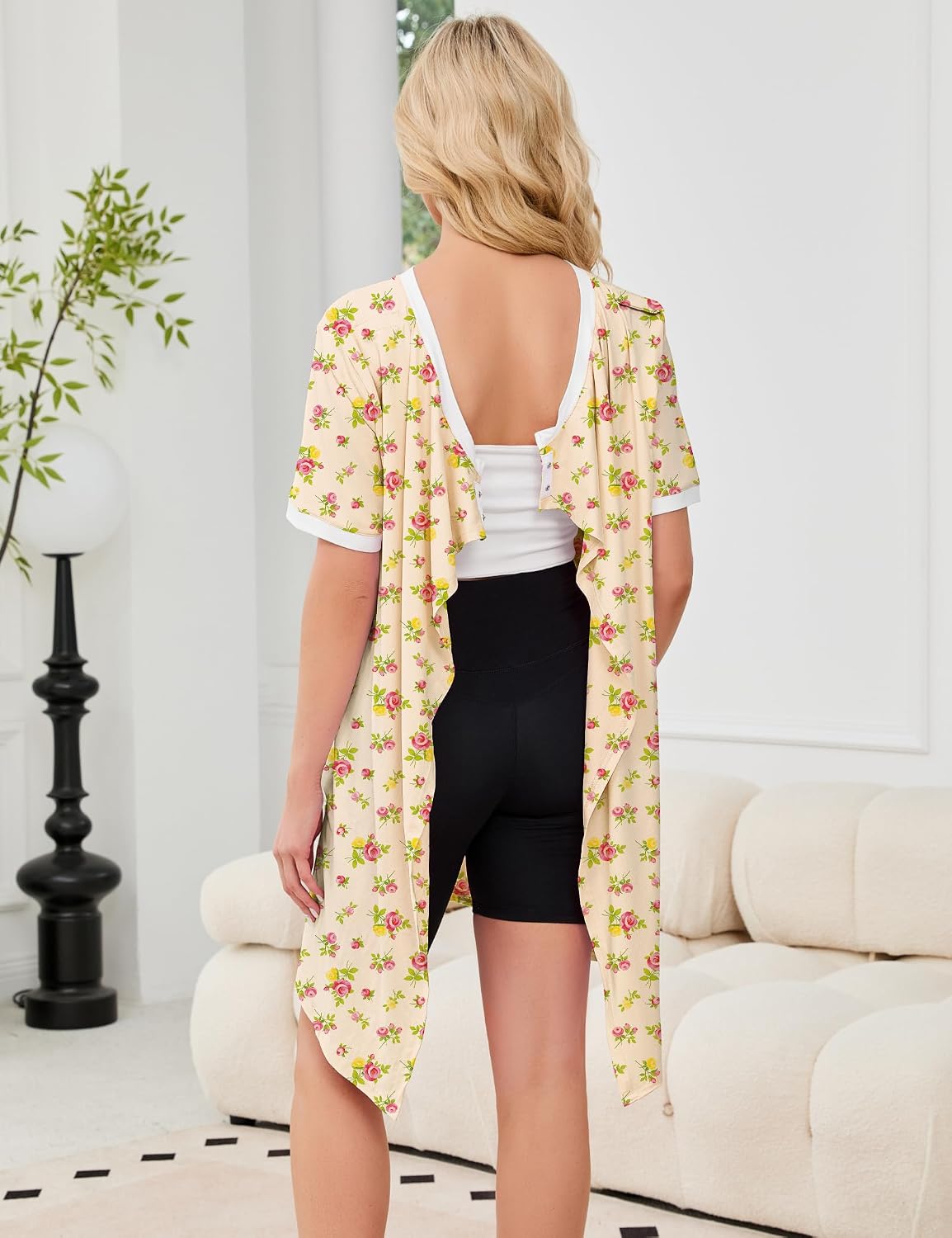 Chunoy Open Back Hospital Gowns for Women Post Shoulder Surgery Dress after Rotator Cuff Tear Away Adaptive Clothing
