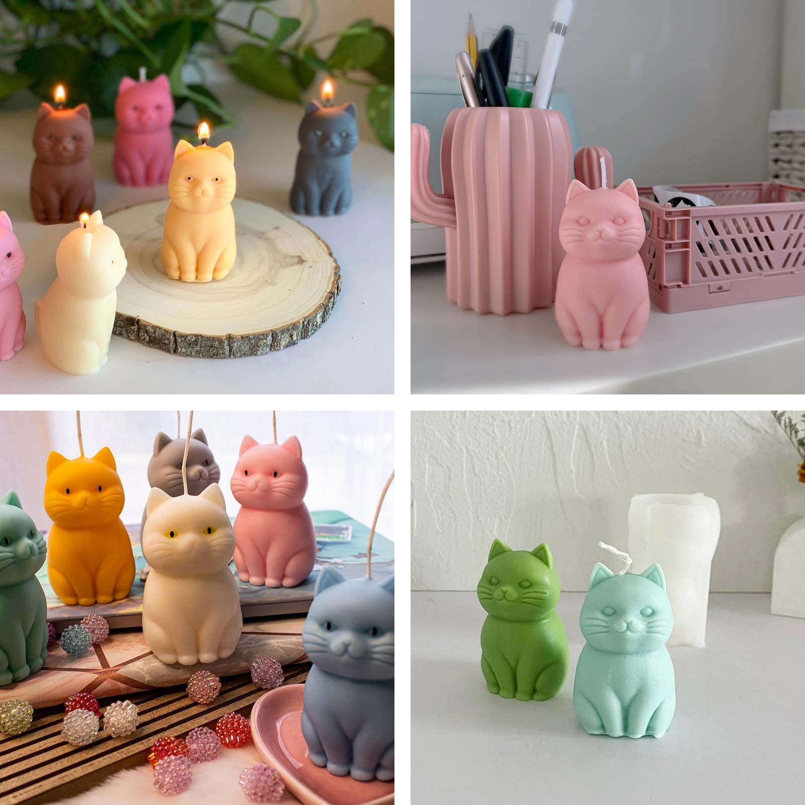 Stampo in silicone morbido a forma di gatto a forma di candela stampo per fondente per la produzione di torte, sapone, cioccolato, artigianato fai da te, forma stereoscopica in piedi
