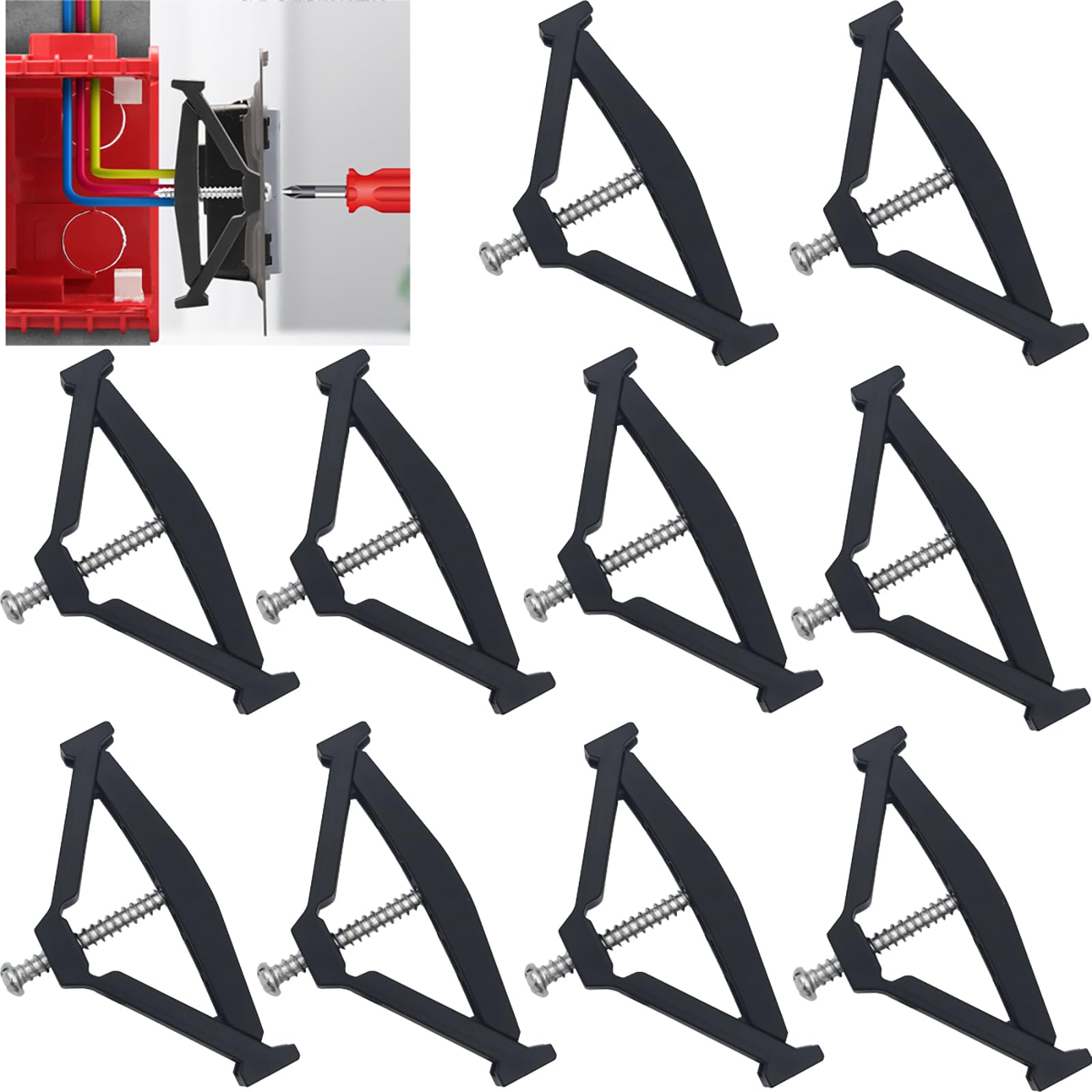 CTRICALVER 86 Type Switch Socket Repair Set, Wall Mount Switch Box Repair Tool, for 86mm Switch Cassette Repairman Support Rod Electrician Accessories(10 set)