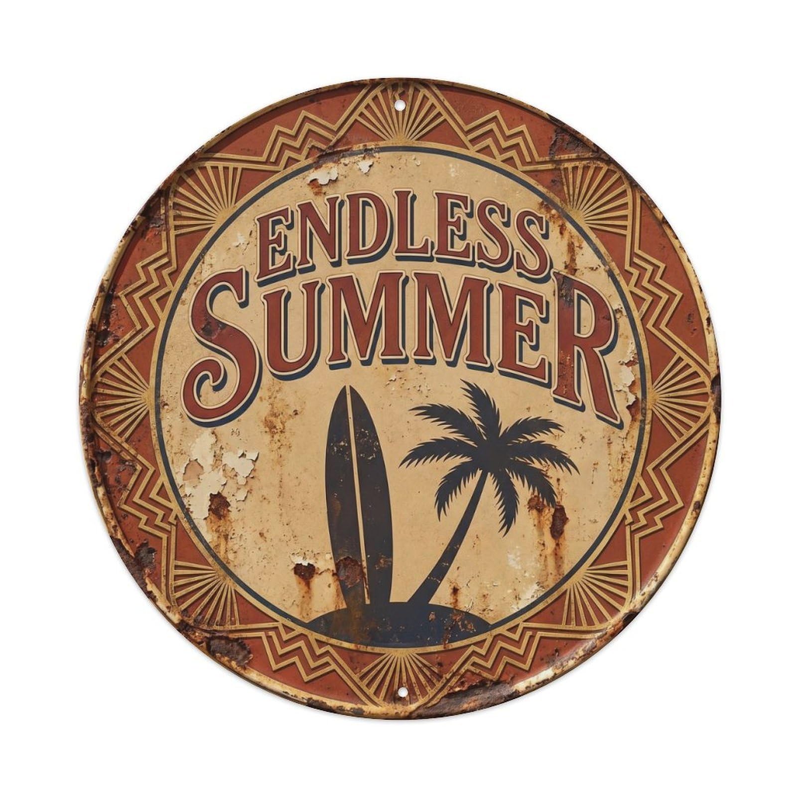Endless Summer Pool Retro Paradise Escape Coastal Oasis Metal Tin Sign Plaque Wall Decor for Cafe, Man Cave, Club Bar, Office, Home Garden Round Metal Poster 8x8Inch