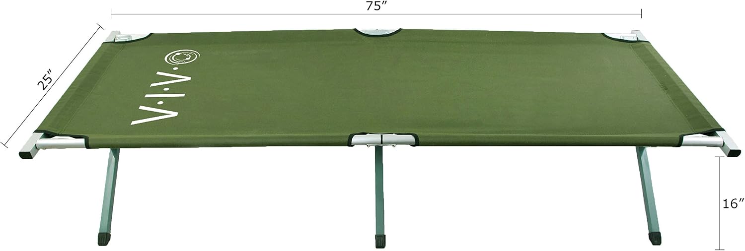 VIVO Green Camping Cot, Fold up Bed, Carrying Bag COT-V01