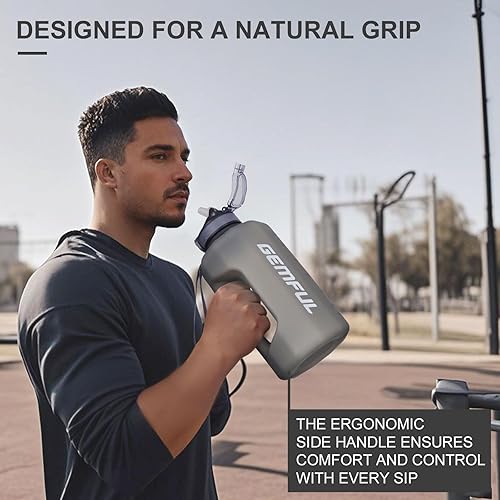 Miniatura 9 de GEMFUL Botella de agua motivacional de 74 onzas con popote y marcador de tiempo, sin BPA, jarra de agua grande para gimnasio, fitness, deportes, a