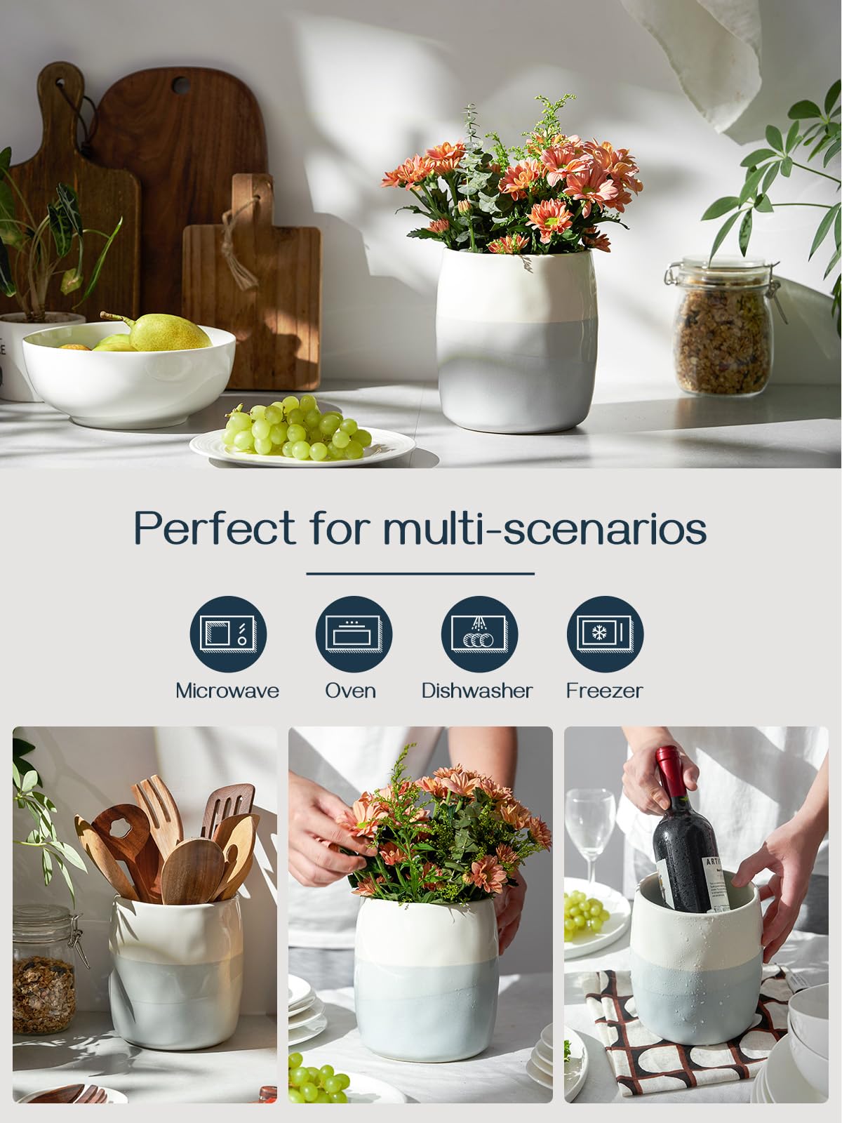 Porte-ustensiles De Cuisine En Céramique Pour Comptoir - Support De