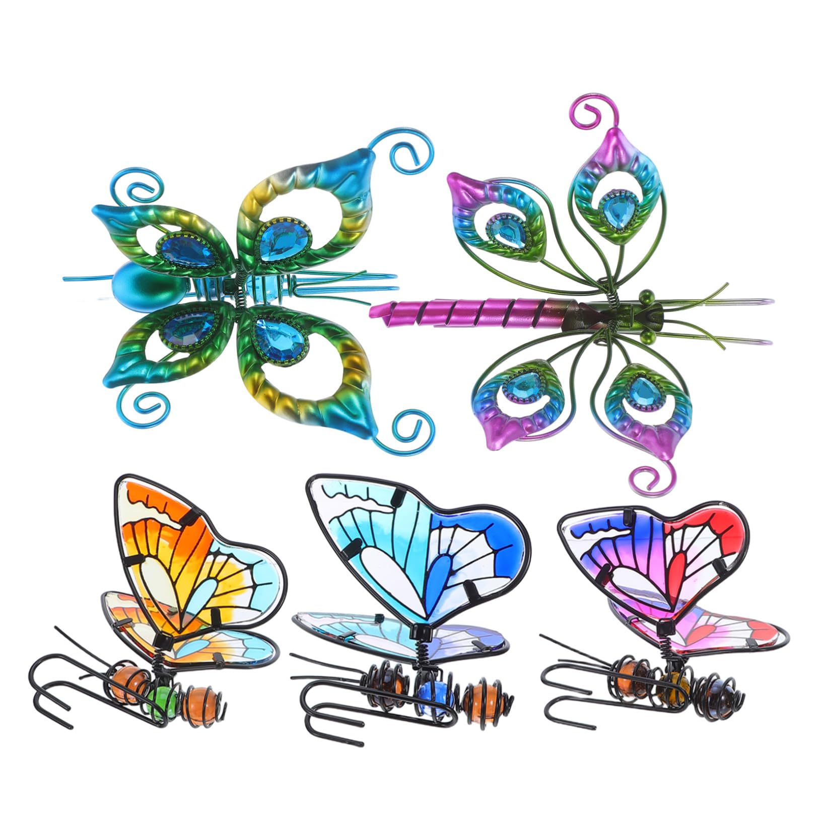 Figurines volantes suspendues en verre pour ornements de plantes et pots de balcon