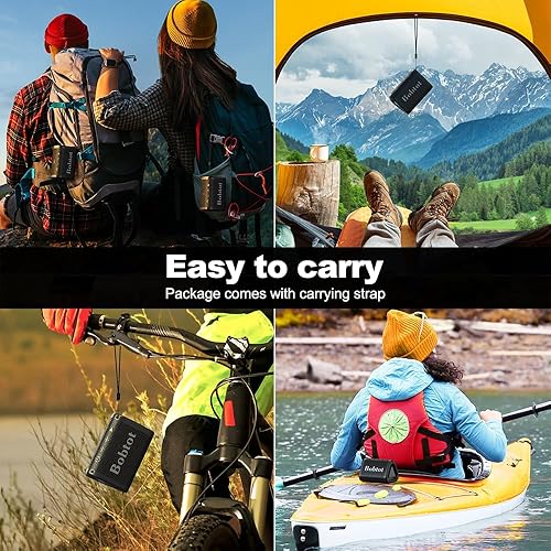 Miniatura 7 de Bobtot Altavoz Bluetooth portátil, mini altavoz IPX7, sonido fuerte y estéreo con graves, tiempo de reproducción de 15 horas, emparejamiento TWS