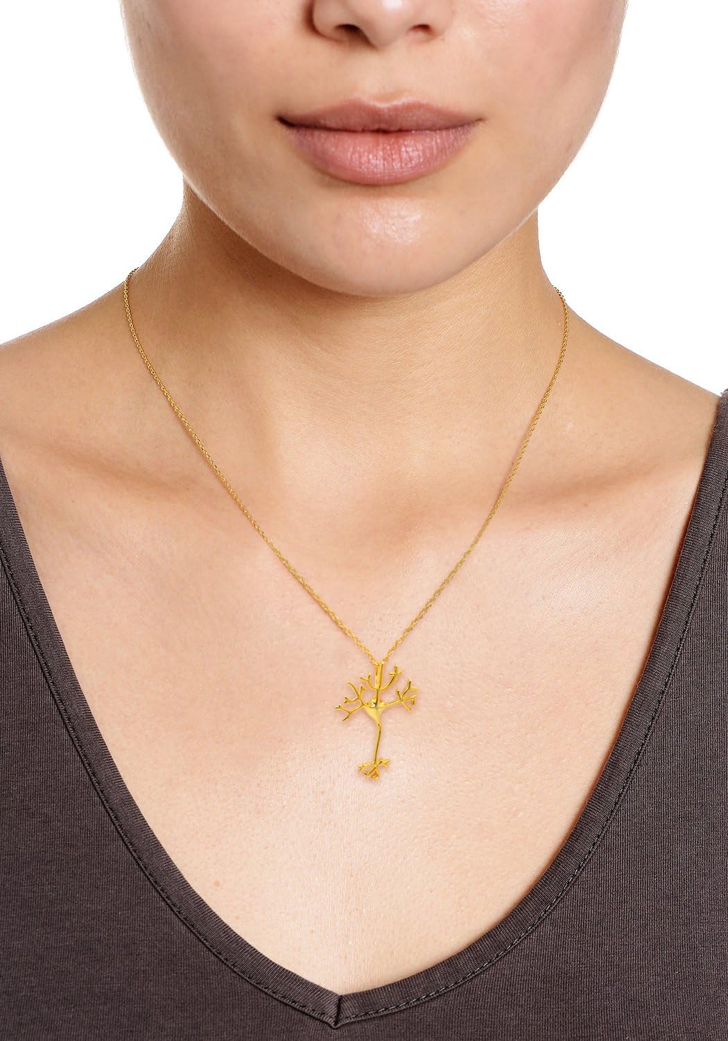 Neuron Nervenzellen Anhänger mit Halskette aus 925 Sterlingsilber in Silber Gold Rosegold 40cm Kette plus 7cm Verlängerung